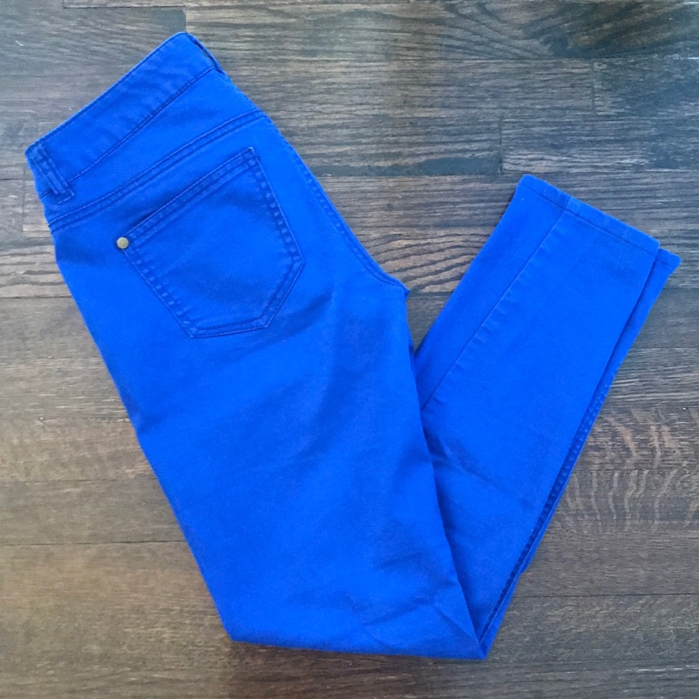 Bright blue jeans
